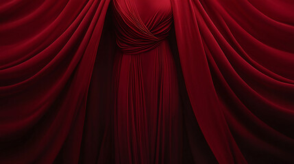 Fototapeta premium Classic Burgundy Maxi Dress with Refined Pleats and V-Neck for Special Events