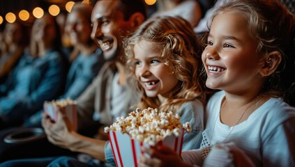 Family Enjoying Movie Night