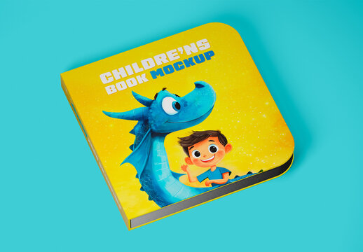Children Book Mockup Perspective View