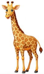 Obraz premium Cute Cartoon Giraffe Illustration, Digital Painting, Animal Art, giraffe, wildlife, savanna