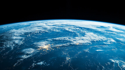 planet Earth from space, bathed in soft tones. The image conveys a sense of calm, isolation, and vastness, symbolizing unity, fragility, and the intricate beauty of our home planet