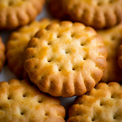 Crackers piled crisp bread isolated in white background