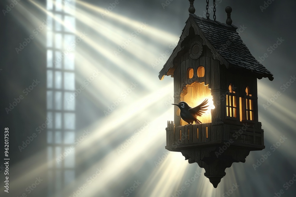 Canvas Prints Cuckoo of Light and Shadow, Cuckoo clock