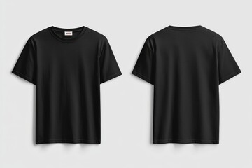 Black Tshirt Mockup Front and Back Isolated created with Generative AI