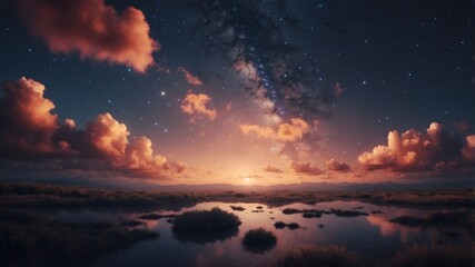 Obraz premium A night sky filled with stars and clouds.