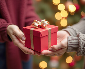 a gift box with a bow in your hands