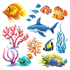 Naklejka premium set of fish