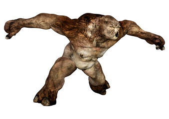 Fototapeta premium 3D Rendering Fantasy Troll on White