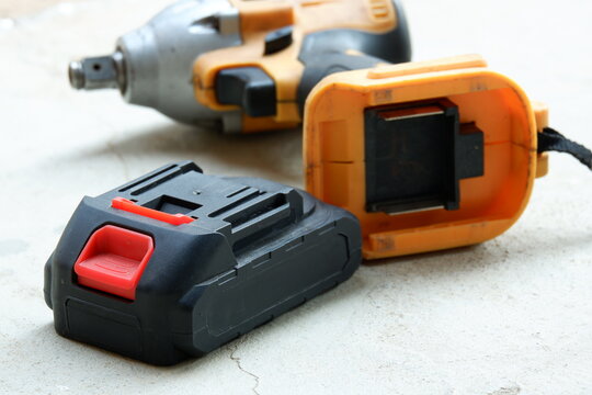 Lithium Battery for Wireless Drill Screwdriver with Yellow Black Decorative Design Elements