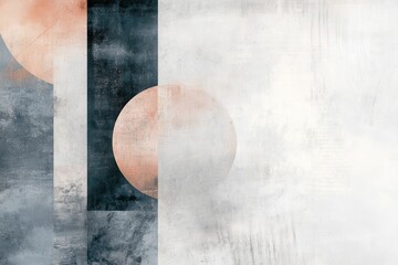 Abstract Painting with Geometric Shapes and Distressed Texture