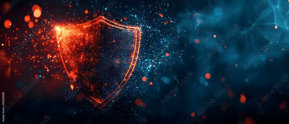 Poster firewall implementations to shield against phishing and data photography concept depicting cybersecu