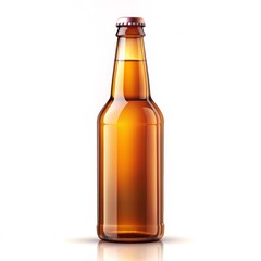 Front View of a Brown Glass Beer Bottle, realistic, isolated, transparent, beer bottle, bottle mockup, packaging
