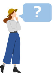  考え事をする女性のイラスト