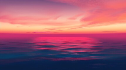 Obraz premium A vibrant pink and orange sunset over a body of water.