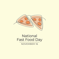 National Fast Food Day vector design template good for celebration usage. National Fast Food Day design. Continuous line drawing. eps 10.