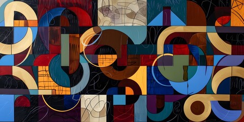 Bold abstract composition featuring geometric shapes and contrasting colors. Modern artistic concept