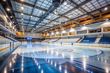 Obraz premium Empty Ice Rink with Open Areas for Text or Promotion