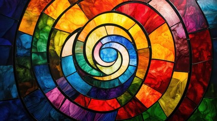 Fototapeta premium Illuminated Abstraction: Vibrant Stained Glass Circles