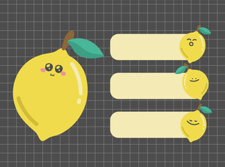 Colorful sticky note with cute food illustration set