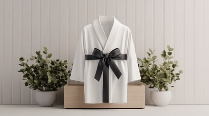 Monogrammed silk robe in luxury gift box