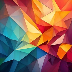 Obraz premium Vibrant Abstract Geometric Background with Colorful Polygonal Shapes and Textured Gradient, Modern Digital Art for Creative Design Projects