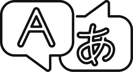 Simple vector icon representing the concept of language learning, translation and communication