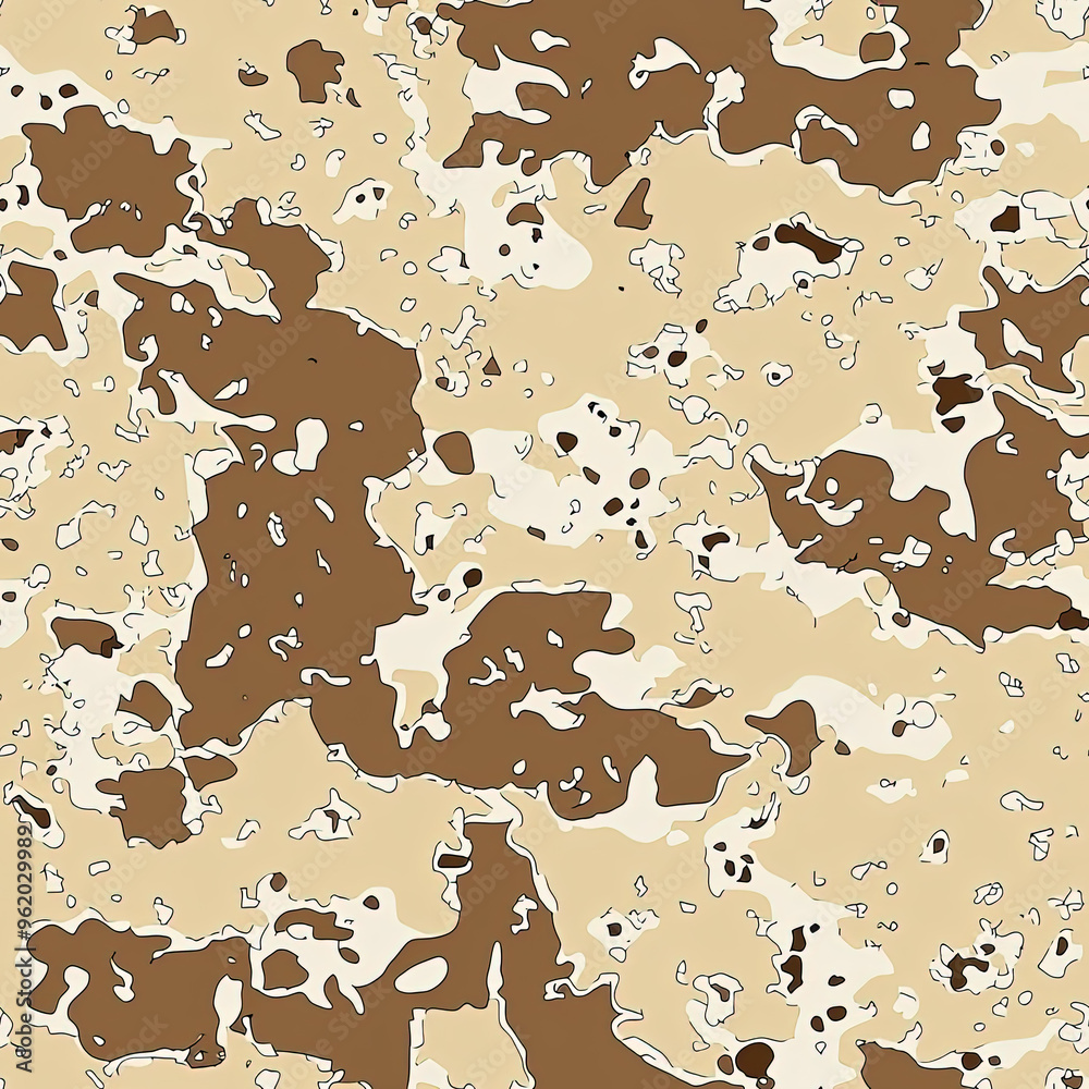 Poster arid desert terrain hunting camo, seamless camouflage pattern texture