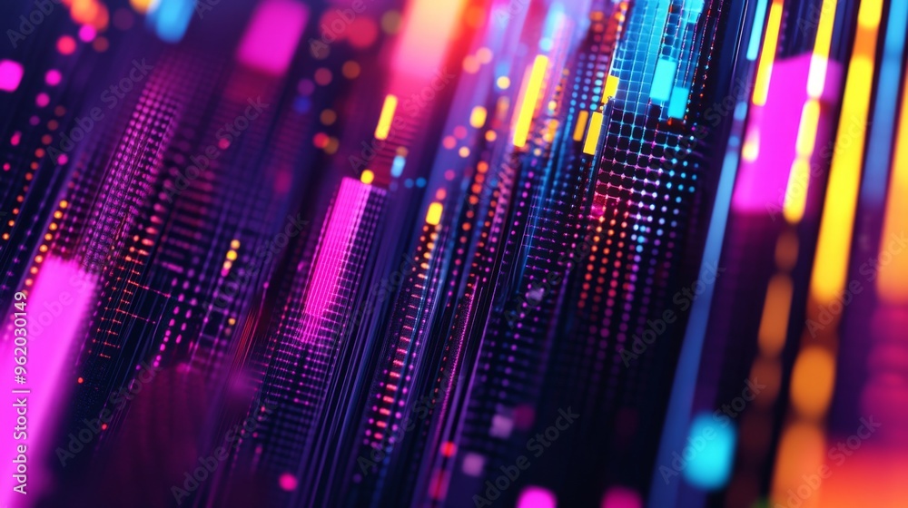 Aufkleber Close-up of an abstract background with a burst of bright, neon colors and geometric patterns, creating an energetic and contemporary visual effect.