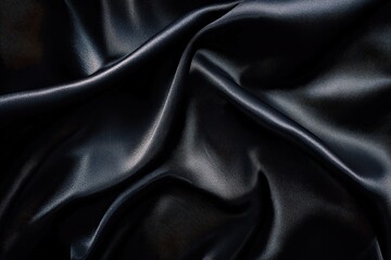 Obraz premium Black silk fabric with smooth folds