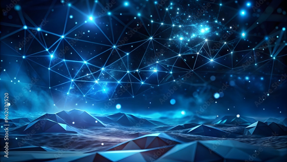 Poster abstract wave shape on a low-polygonal triangular background for design on the topic of big data, me