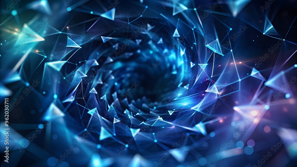 Poster abstract wave shape on a low-polygonal triangular background for design on the topic of big data, me