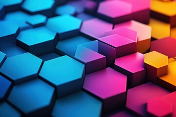 Obraz premium Futuristic Hexagon Mosaic Abstract Background in Vibrant Colors for Modern Design Concepts