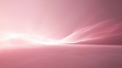 Abstract Pink Background with Glowing White Lines and Glittering Particles