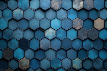 Fototapeta premium Futuristic Hexagonal Mosaic - Abstract Geometric Design with Varied Textures and Shades