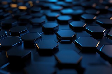 Fototapeta premium Futuristic Hexagon Block Grid - Abstract 3D Design Background Mosaic