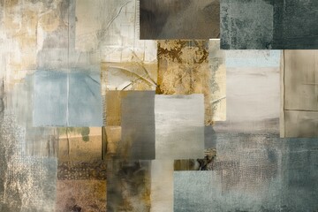 Abstract Geometric Composition with Earthy Tones and Textured Surfaces