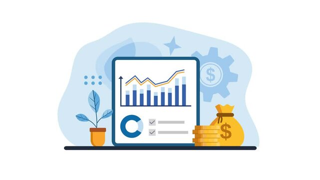 statistical data analysis animation, business improvement report