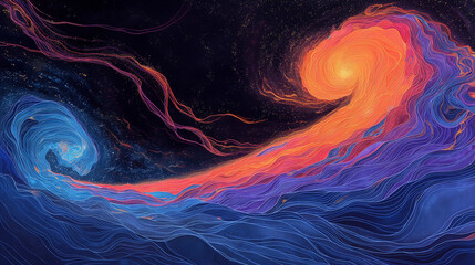 Fototapeta premium A swirling image of bright neon colors swirling, creating an abstract symphony of light and energy.