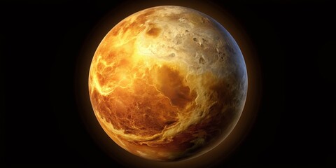 Venus A Fiery World, Digital Painting, Yellow and Orange Planet, Space Exploration, Astronomy, Solar System