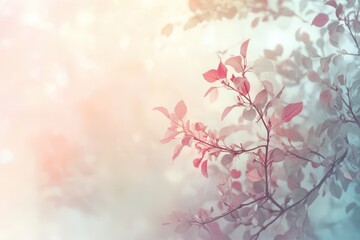 Delicate Pink and Gray Tree Branch with Blurred Background