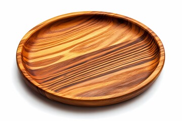 Obraz premium Beautiful handcrafted wooden plate with intricate grain patterns. Ideal for serving or decorative use. Natural elegance for your table setting.