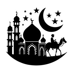 Download Eid Mubarak And Silhouette  Vector Illustration  Svg File For Design.