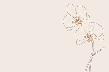 Delicate Orchid Bloom - Elegant Continuous Line Art Illustration with Soft Colors for Nature Concept or Floral Design Element