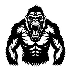 Download Gorilla Vector Art Silhouette  Vector Illustration White Background Svg File For Design.