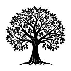 Download Tree Vector Art Silhouette  Vector Illustration White Background Svg File For Design.