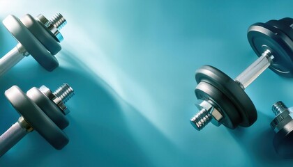 A dumbbell, essential gym equipment for building strength and muscle, rests isolated on a Blue background