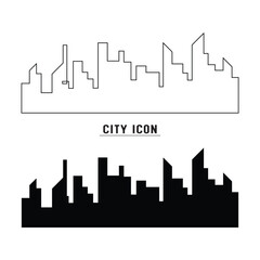 Fototapeta premium Urban cityscape silhouettes vector illustration. Night town skyline or black city buildings isolated on white background in eps 10.