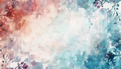 Obraz premium Soft abstract watercolor with delicate splashes in blue and orange tones