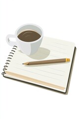 Coffee Cup and Notebook on Desk