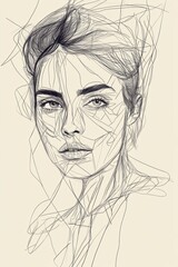 Fototapeta premium Abstract Line Drawing of a Woman's Face